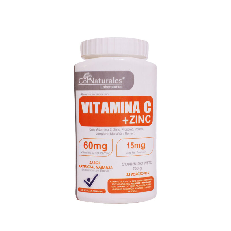 Vitamina C + Zinc en Polvo | 700 g (23 Porciones) Sabor Naranja